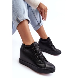 Women's Leather Wedge Sneakers Big Star MM274001 Black 6