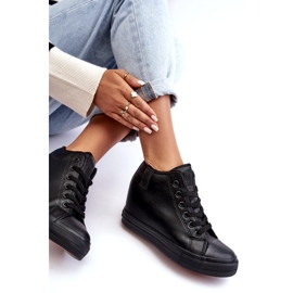 Women's Leather Wedge Sneakers Big Star MM274001 Black 5