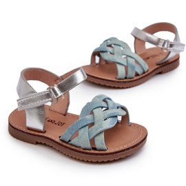 Blue children's sandals with Velcro fastening and interwoven straps 7 Blue children's sandals with Velcro fastening and interwoven straps 7