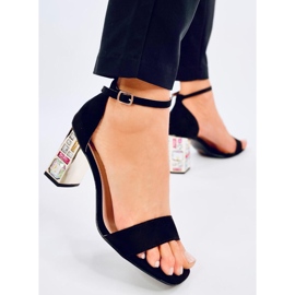 Whitneys Black high-heeled sandals with stones 2