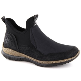 Comfortable women's slip-on ankle boots black Rieker N3275-00 2