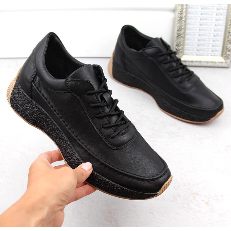 Leather women's sports shoes black Sergio Leone SP013 1
