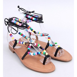 Maios Black Roman sandals with beads 1