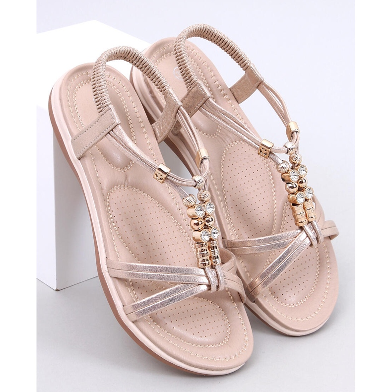 Haezz Gold sandals with decorative zircons golden 1