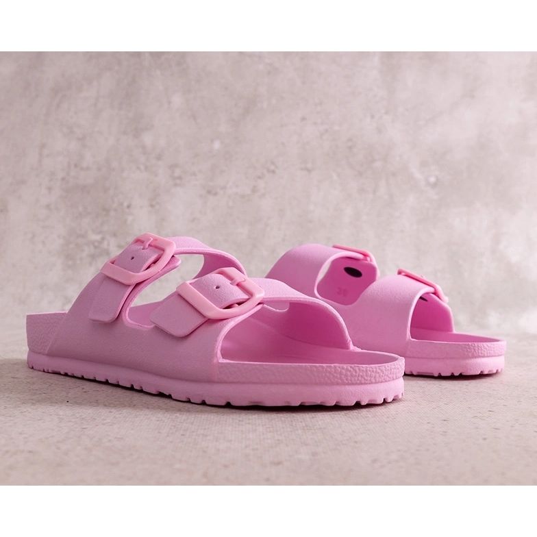 Eugene Pink Rubber Flip-Flops with Buckles 1