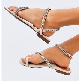 Ayless Beige flip-flop sandals with rhinestones 1