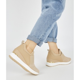 Beige suede wedge sneakers 2