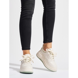 Women's black sneakers with a thick sole beige 2