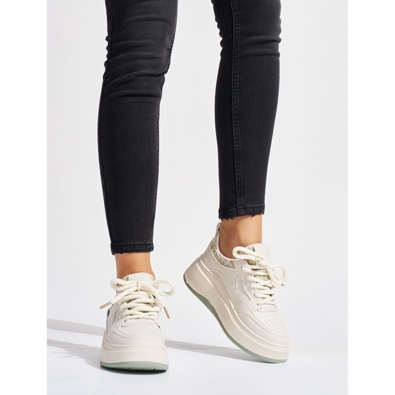 Women's black sneakers with a thick sole beige 2