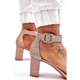 Shiny High Heel Sandals Rose Gold golden 3