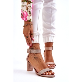 Shiny High Heel Sandals Rose Gold golden 1