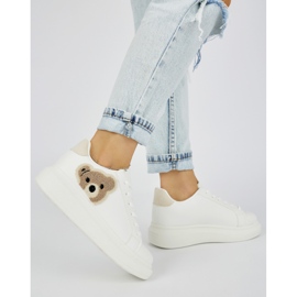 White women's sports shoes with a teddy bear 1 White women's sports shoes with a teddy bear 1