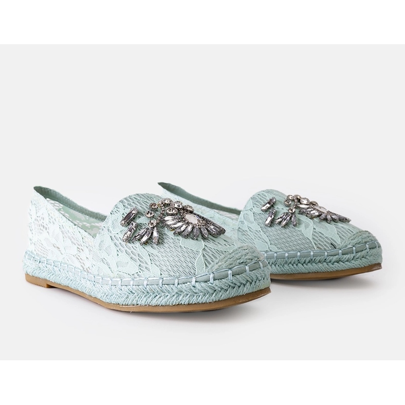 Green Espadrilles with Zircons Lordly 1