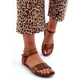 Zazoo 40027 Women's Flat Leather Sandals, Copper brown 2