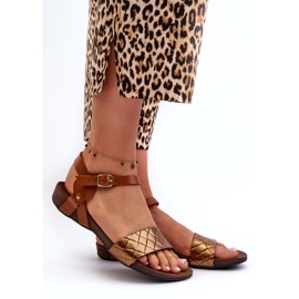 Zazoo 40027 Women's Flat Leather Sandals, Copper brown 1