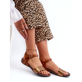 Zazoo 40027 Women's Flat Leather Sandals, Copper brown 3