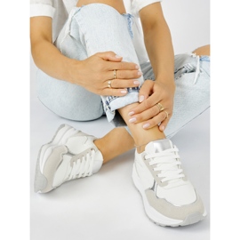 White women's sports shoes with a thick sole 1