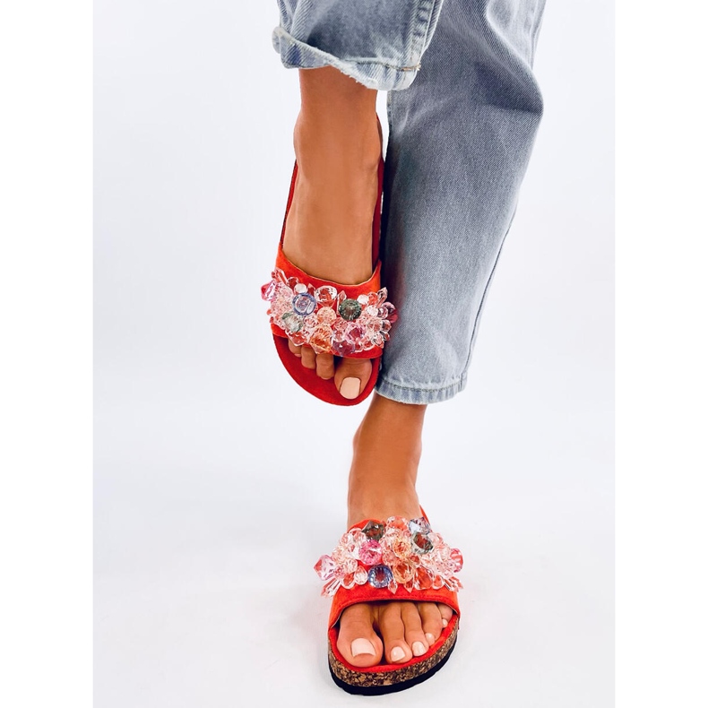 Cork flip-flops with Maliv Orange stones 1