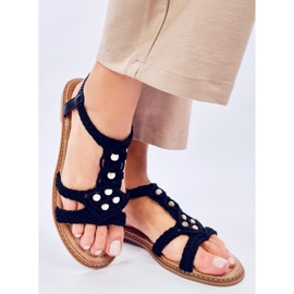 Ashes Black boho string sandals 1