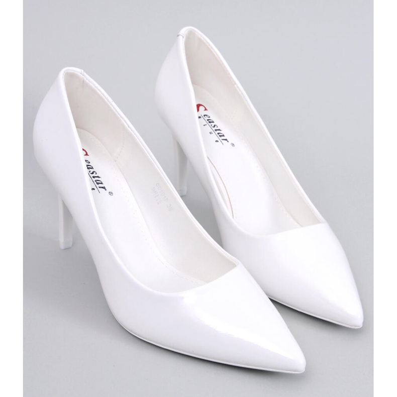 White lacquered stiletto pumps 1