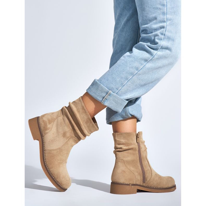 Women's beige suede ankle boots 2 Women's beige suede ankle boots 2
