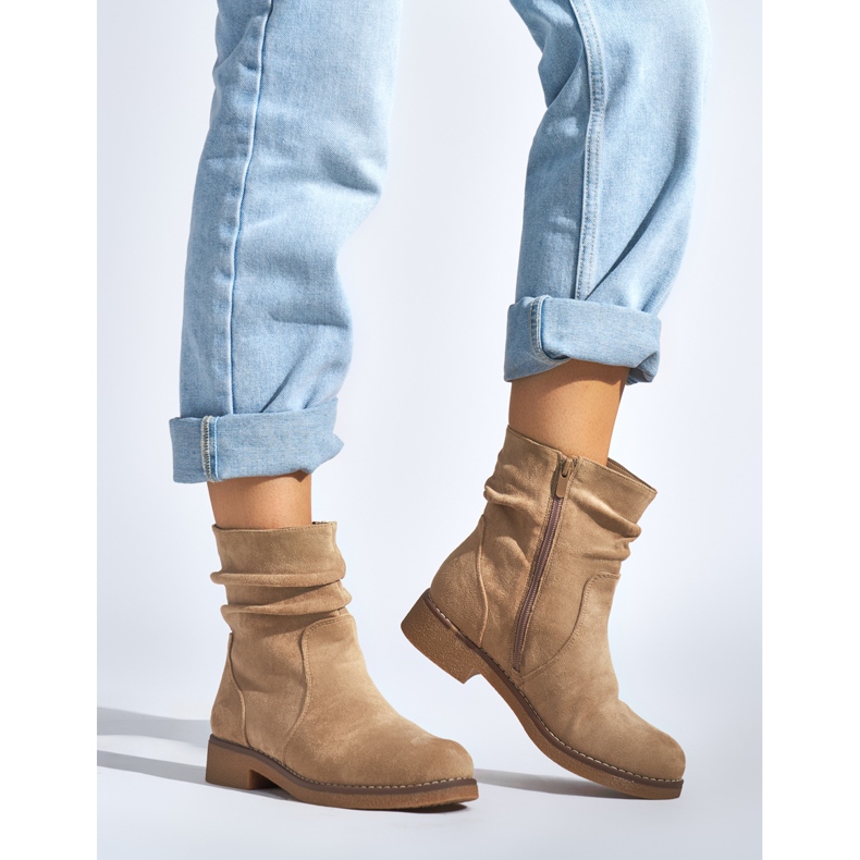 Women's beige suede ankle boots 1 Women's beige suede ankle boots 1