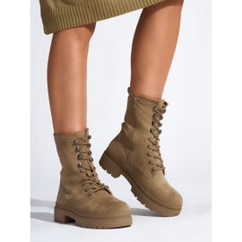 Brown lace-up women's ankle boots 1