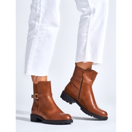 Brown women's ankle boots with a decorative buckle 1