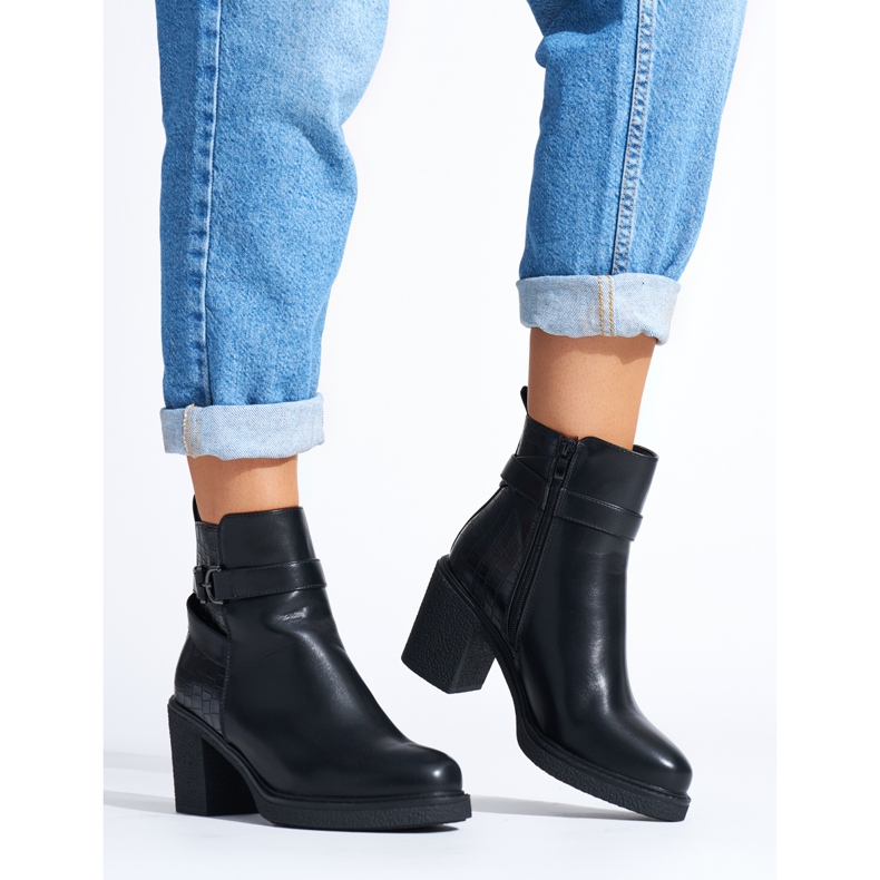 Black women's ankle boots with a heel 1