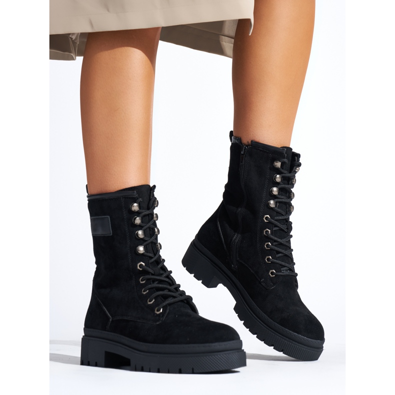 Black suede women's workers' boots 1