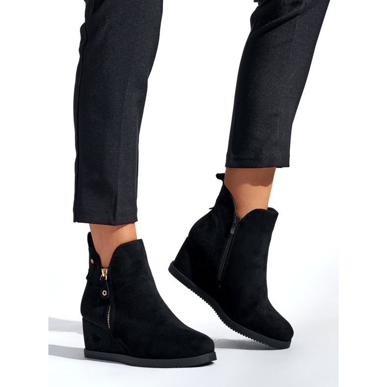 Black women's wedge boots 1