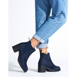 Navy blue classic ankle boots with a block heel 2