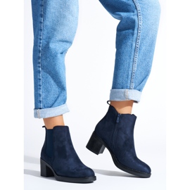 Navy blue classic ankle boots with a block heel 1