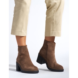 Brown women's ankle boots with a block heel 1