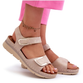 Evento Women's Sandals with Velcro, Beige 4 Evento Women's Sandals with Velcro, Beige 4