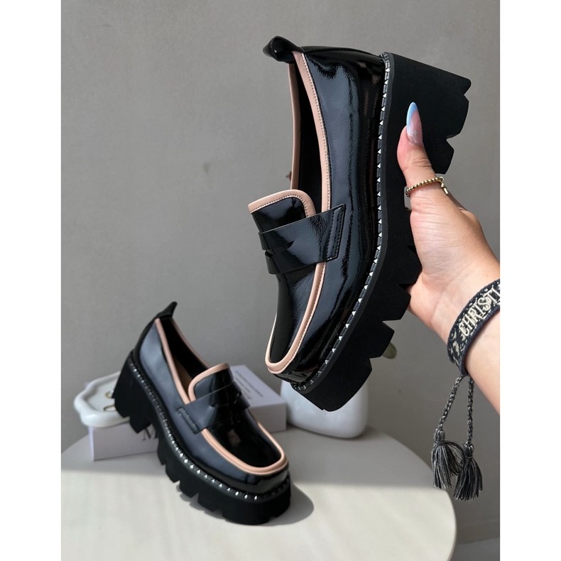 S.Barski Leather Women's Moccasins D&amp;A MR870-32 Black 2