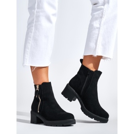 Black women's ankle boots with a decorative zipper 1