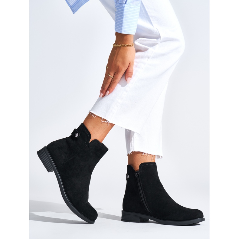 Women's black suede ankle boots 1