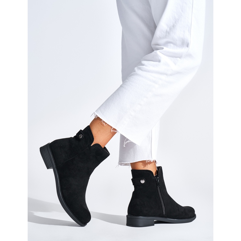 Women's black suede ankle boots 2