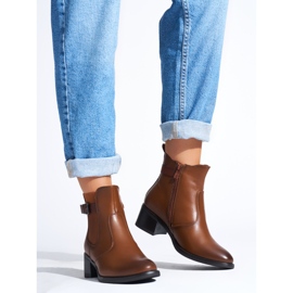 Brown women's ankle boots with a low heel 1