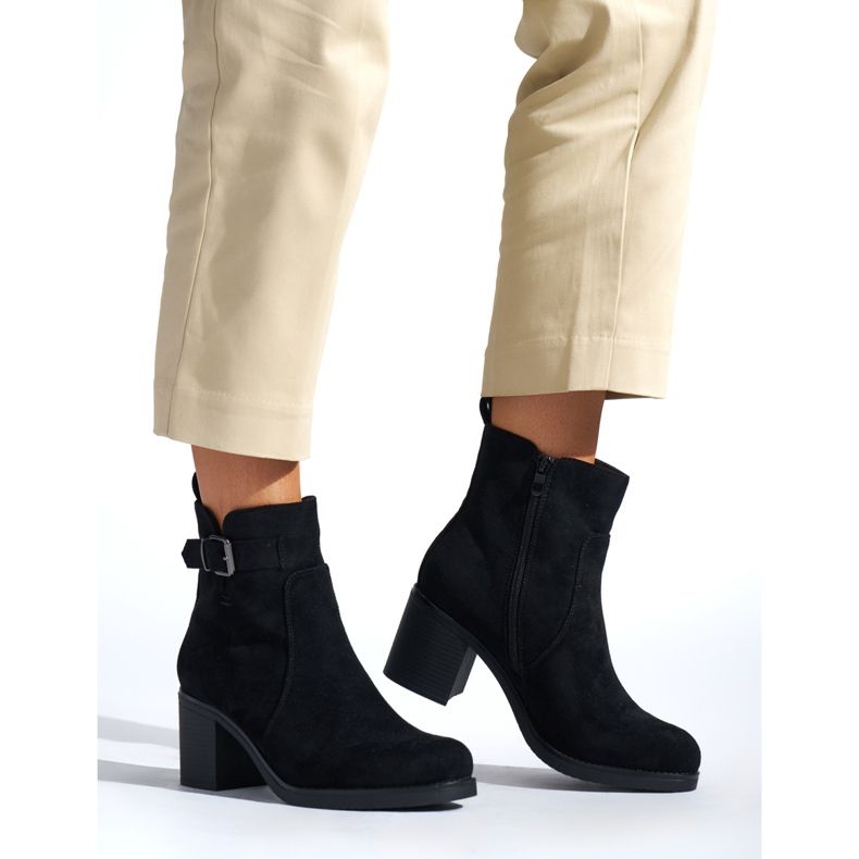 Black women's ankle boots with a heel 1