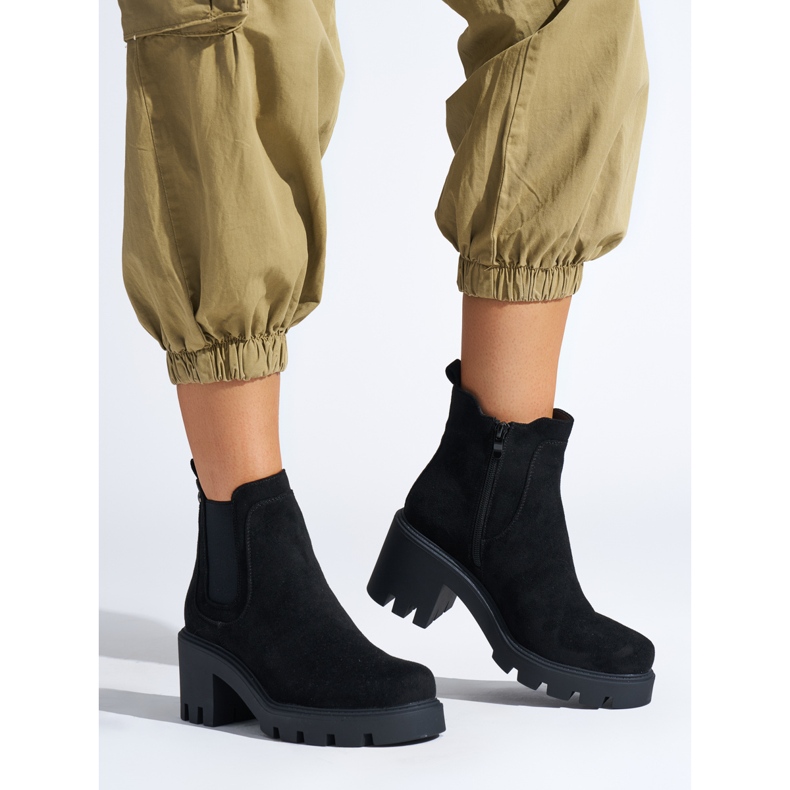 Black women's ankle boots with a heel 1