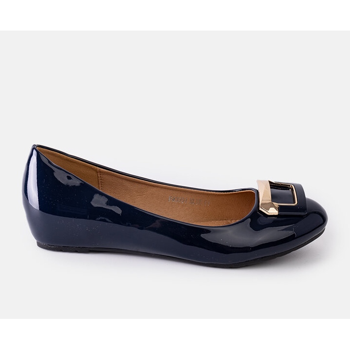 Lillie Navy Blue Buckle Ballet Flats 1