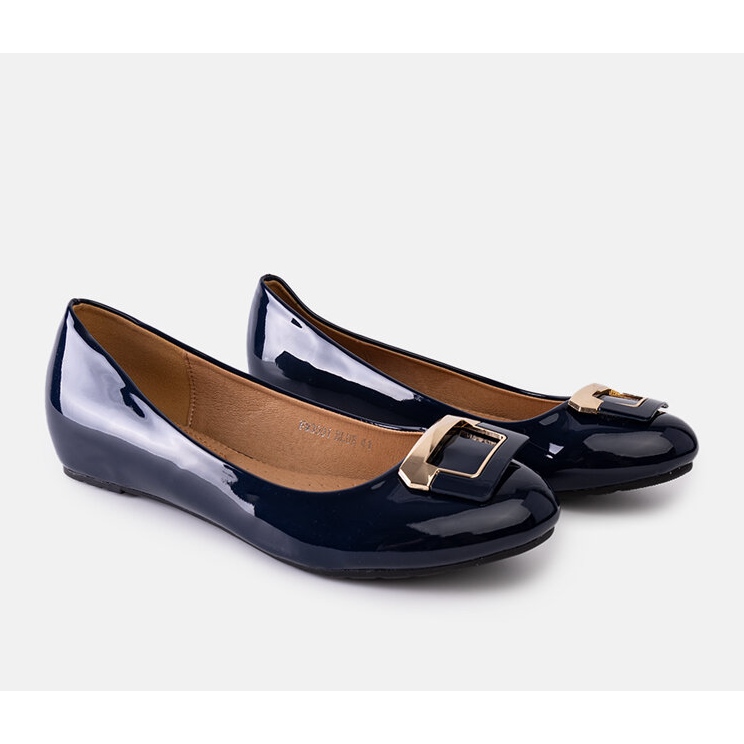 Lillie Navy Blue Buckle Ballet Flats 2