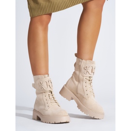 Women's suede beige workers 1