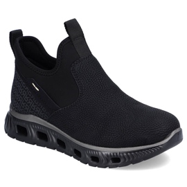Women's comfortable ankle-high slip-on shoes, black Rieker M6053-00 1