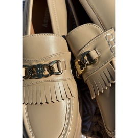 PH2 Eco Leather Women's Moccasins With Gold Decoration Beige Zanita 2