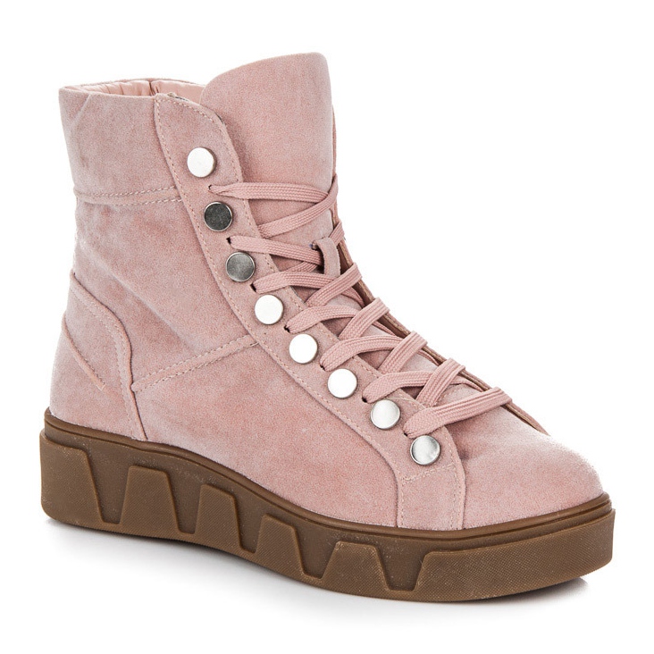 Betler Lace-up boots on the platform pink 1