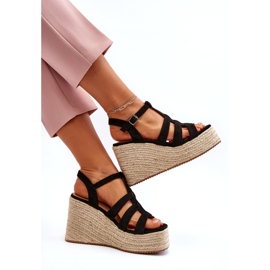 Women's sandals espadrilles for wedge with black braid 4 Women's sandals espadrilles for wedge with black braid 4