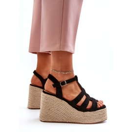 Women's sandals espadrilles for wedge with black braid 3 Women's sandals espadrilles for wedge with black braid 3